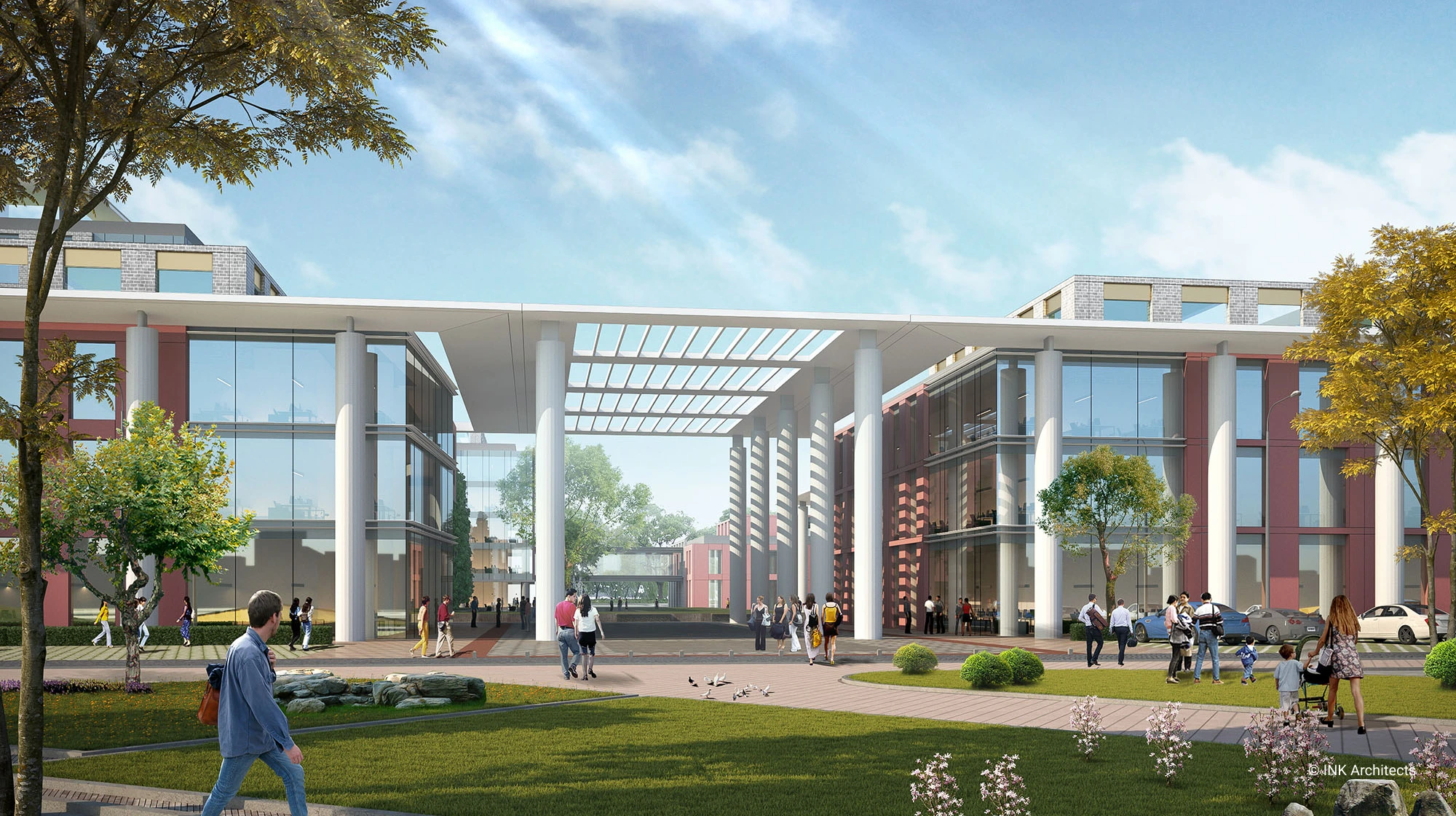 Architectural design concept of the business campus. Building design services. Architectural bureau INK Architects