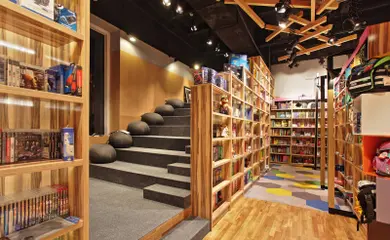 Image: Bookstore Interior Design Meloman & Go Cafe