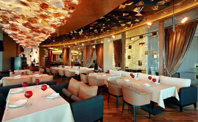 Interior design for the restaurant GQ Asia Bar. Interior design services. Architectural firm INK Architects