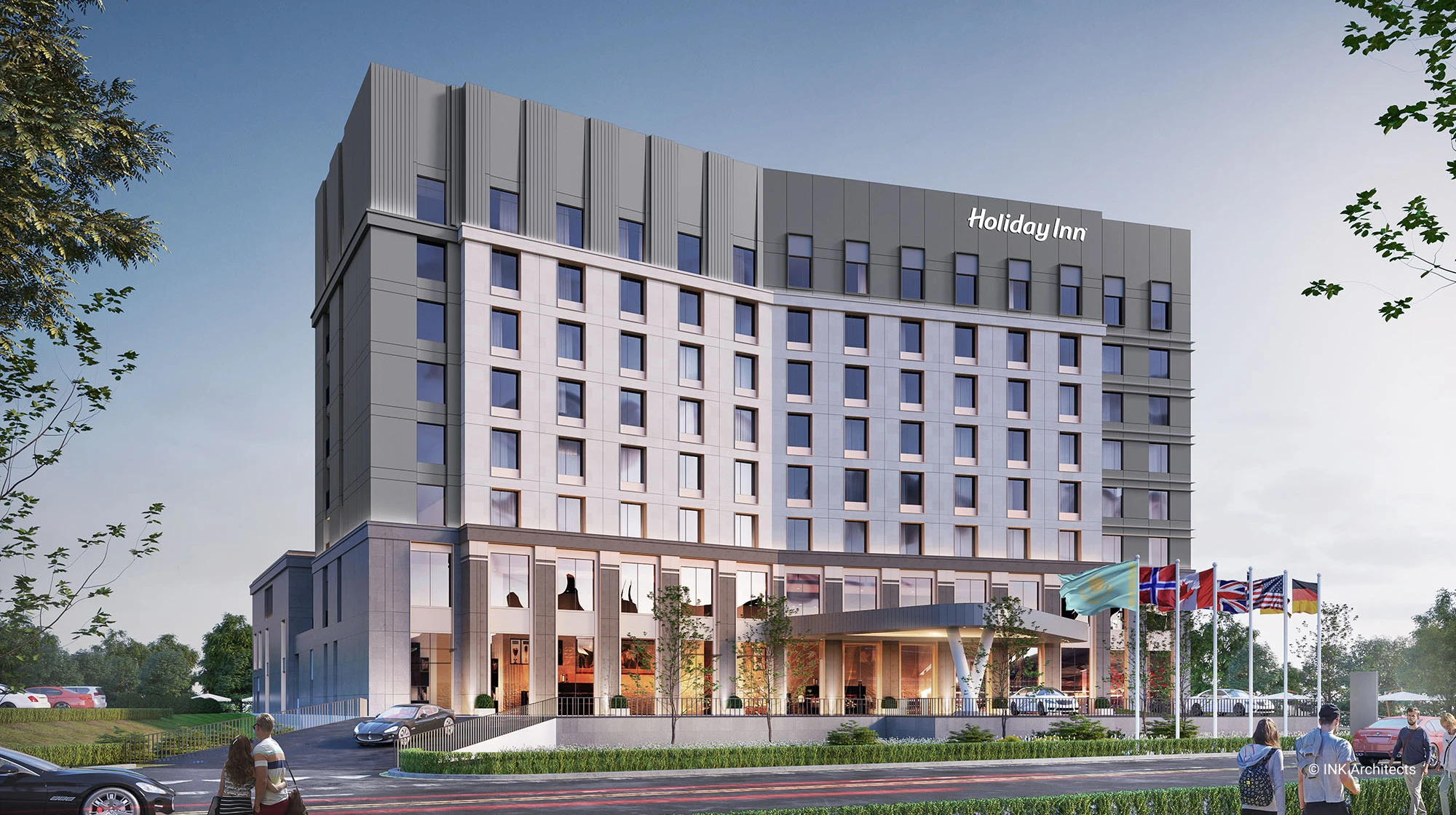 Architectural design of the hotel Holiday Inn. Architectural design, hotel design services. Architectural bureau INK Architects