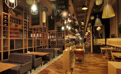 Interior design for the restaurant Roma Caffe. Interior design services. Architectural firm INK Architects