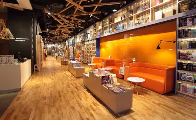 Image: Bookstore Interior Design Meloman & Go Cafe