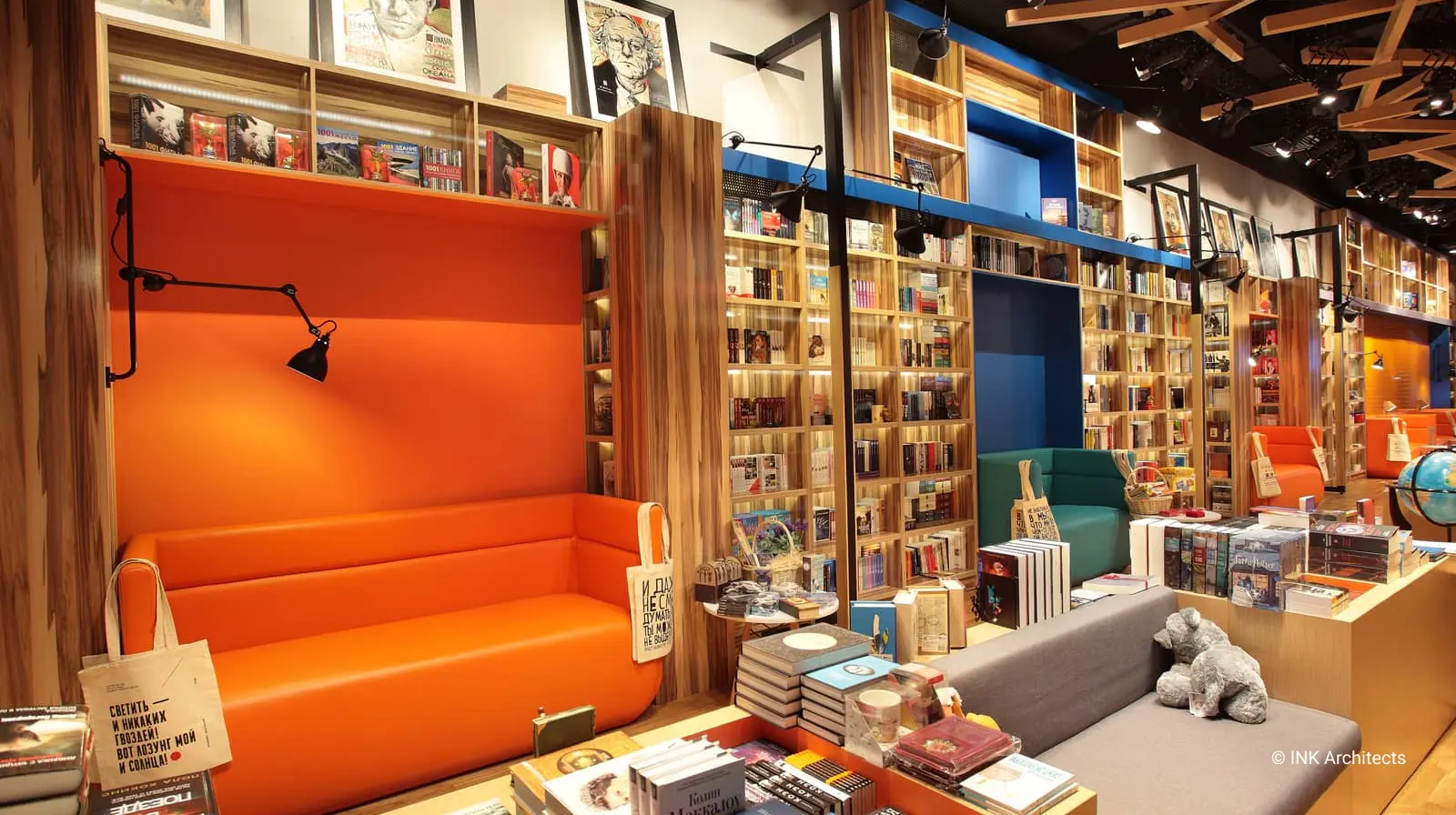 Image: Bookstore Interior Design Meloman & Go Cafe