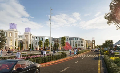 Architectural design concept of the multifunctional complex Family town in Astana. Building design services. Architectural bureau INK Architects