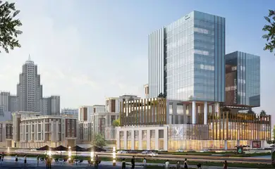 Architectural design of the business center Qabanbay Batyr Avenue. Architectural design, building design services. Architectural bureau INK Architects