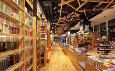 Image: Bookstore Interior Design Meloman & Go Cafe