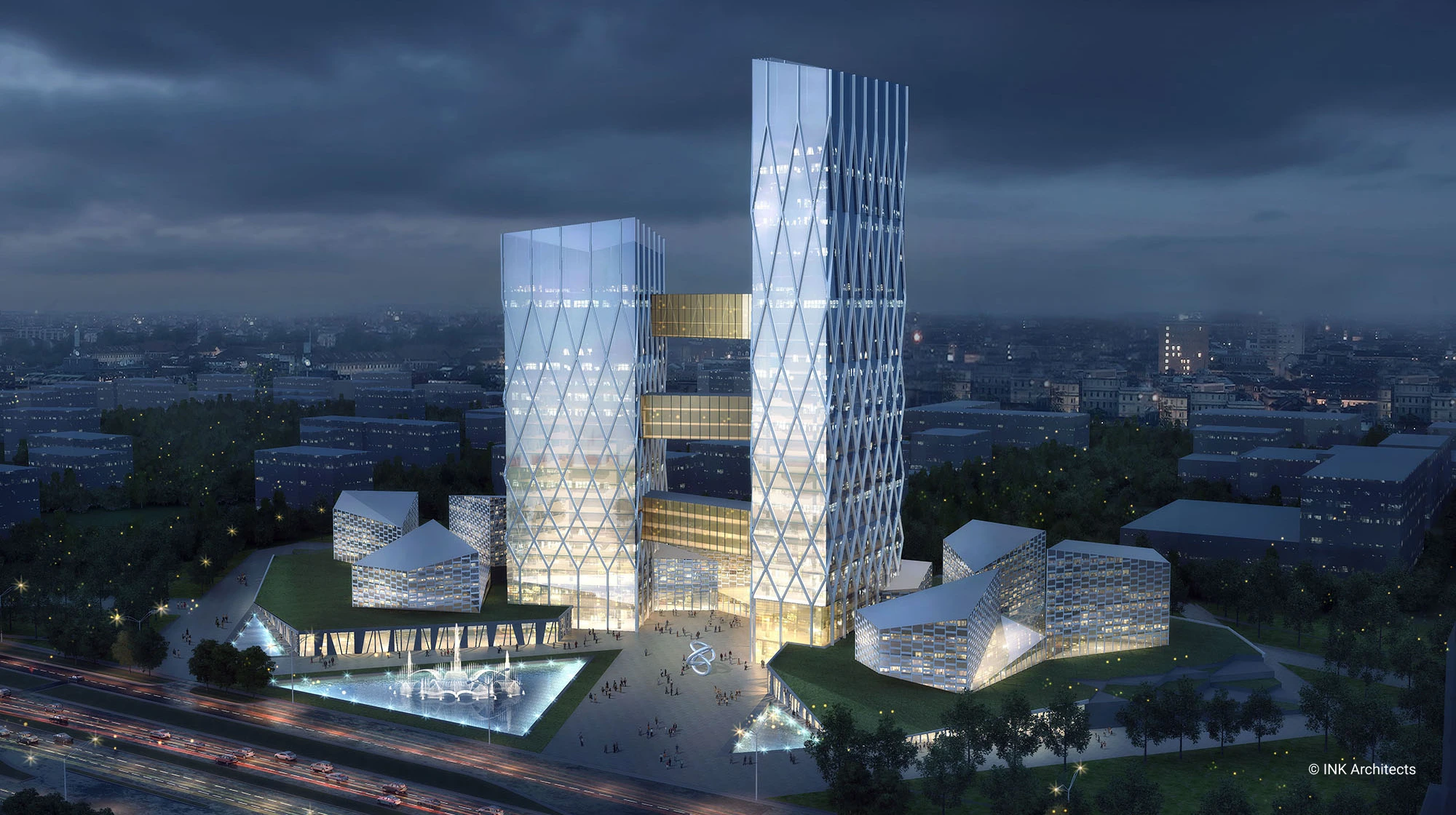 Architectural concept of Bank Concept at Nur-Sultan. Architectural design services. Architectural bureau INK Architects