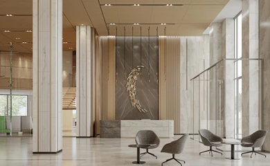 Interior design for the business center Sat-Tower. Interior design services. Architectural firm INK Architects